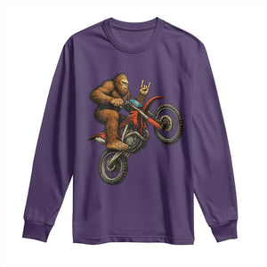 Bigfoot Dirt Bike Long Sleeve Shirt Motocross Sasquatch Rock On Hand TS14 Purple Print Your Wear