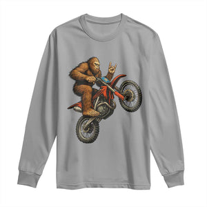 Bigfoot Dirt Bike Long Sleeve Shirt Motocross Sasquatch Rock On Hand TS14 Sport Gray Print Your Wear