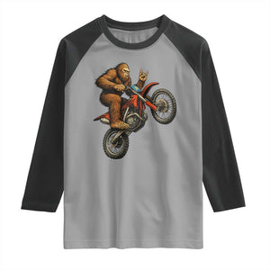 Bigfoot Dirt Bike Raglan Shirt Motocross Sasquatch Rock On Hand TS14 Sport Gray Black Print Your Wear