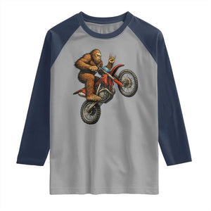 Bigfoot Dirt Bike Raglan Shirt Motocross Sasquatch Rock On Hand TS14 Sport Gray Navy Print Your Wear