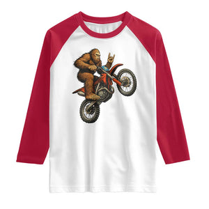 Bigfoot Dirt Bike Raglan Shirt Motocross Sasquatch Rock On Hand TS14 White Red Print Your Wear