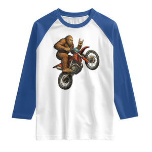 Bigfoot Dirt Bike Raglan Shirt Motocross Sasquatch Rock On Hand TS14 White Royal Print Your Wear