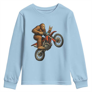 Bigfoot Dirt Bike Youth Sweatshirt Motocross Sasquatch Rock On Hand TS14 Light Blue Print Your Wear