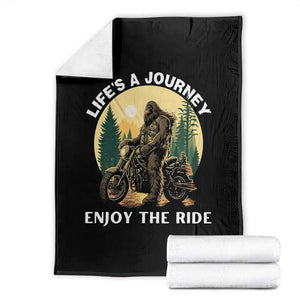 Motorcycle Bigfoot Sasquatch Throw Blanket Life Is A Journey Enjoy The Ride TS14 Black Print Your Wear