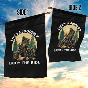 Motorcycle Bigfoot Sasquatch Garden Flag Life Is A Journey Enjoy The Ride TS14 Print Your Wear