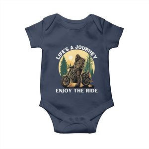 Motorcycle Bigfoot Sasquatch Baby Onesie Life Is A Journey Enjoy The Ride TS14 Navy Print Your Wear