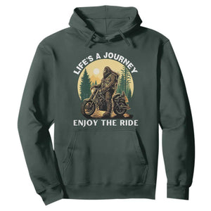 Motorcycle Bigfoot Sasquatch Hoodie Life Is A Journey Enjoy The Ride TS14 Dark Forest Green Print Your Wear