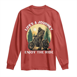Motorcycle Bigfoot Sasquatch Long Sleeve Shirt Life Is A Journey Enjoy The Ride TS14 Red Print Your Wear