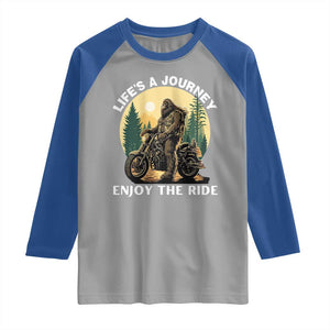 Motorcycle Bigfoot Sasquatch Raglan Shirt Life Is A Journey Enjoy The Ride TS14 Sport Gray Royal Print Your Wear