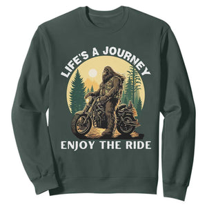 Motorcycle Bigfoot Sasquatch Sweatshirt Life Is A Journey Enjoy The Ride TS14 Dark Forest Green Print Your Wear
