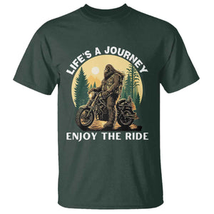 Motorcycle Bigfoot Sasquatch T Shirt Life Is A Journey Enjoy The Ride TS14 Dark Forest Green Print Your Wear