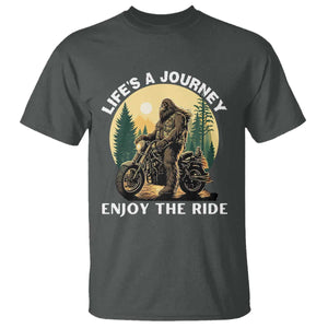 Motorcycle Bigfoot Sasquatch T Shirt Life Is A Journey Enjoy The Ride TS14 Dark Heather Print Your Wear
