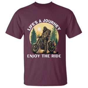 Motorcycle Bigfoot Sasquatch T Shirt Life Is A Journey Enjoy The Ride TS14 Maroon Print Your Wear