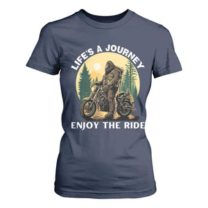 Motorcycle Bigfoot Sasquatch T Shirt For Women Life Is A Journey Enjoy The Ride TS14 Navy Print Your Wear