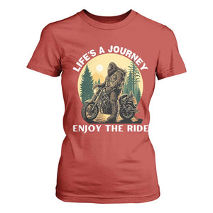 Motorcycle Bigfoot Sasquatch T Shirt For Women Life Is A Journey Enjoy The Ride TS14 Red Print Your Wear