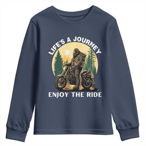 Motorcycle Bigfoot Sasquatch Youth Sweatshirt Life Is A Journey Enjoy The Ride TS14 Navy Print Your Wear