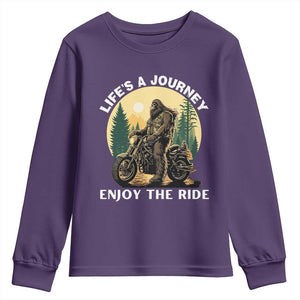 Motorcycle Bigfoot Sasquatch Youth Sweatshirt Life Is A Journey Enjoy The Ride TS14 Purple Print Your Wear