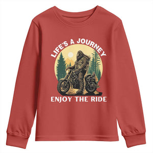 Motorcycle Bigfoot Sasquatch Youth Sweatshirt Life Is A Journey Enjoy The Ride TS14 Red Print Your Wear