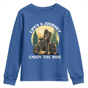 Motorcycle Bigfoot Sasquatch Youth Sweatshirt Life Is A Journey Enjoy The Ride TS14 Royal Blue Print Your Wear
