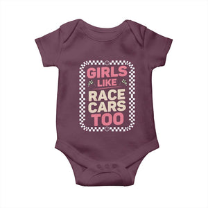 Racing Girl Baby Onesie Girls Like Race Cars Too TS14 Maroon Print Your Wear