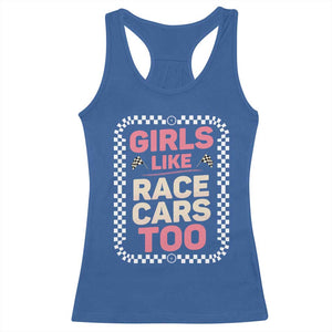 Racing Girl Racerback Tank Top Girls Like Race Cars Too TS14 Royal Blue Print Your Wear