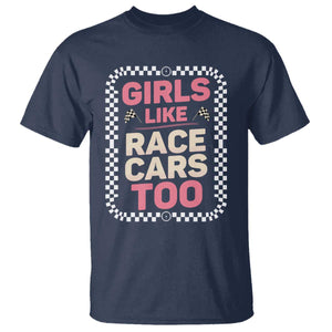 Racing Girl T Shirt Girls Like Race Cars Too TS14 Navy Print Your Wear
