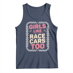 Racing Girl Tank Top Girls Like Race Cars Too TS14 Navy Print Your Wear