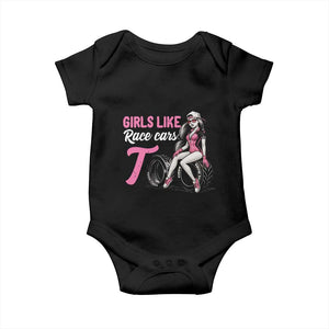 Racing Car Girl Baby Onesie Girls Like Race Cars Too TS14 Black Print Your Wear