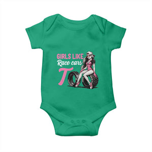 Racing Car Girl Baby Onesie Girls Like Race Cars Too TS14 Irish Green Print Your Wear