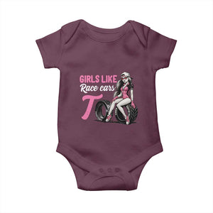 Racing Car Girl Baby Onesie Girls Like Race Cars Too TS14 Maroon Print Your Wear
