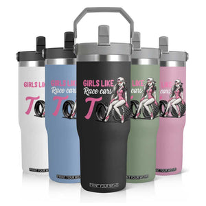 Racing Car Girl Flip Straw Tumbler Girls Like Race Cars Too TS14 Print Your Wear