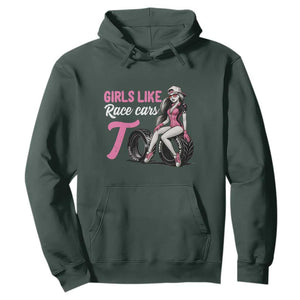 Racing Car Girl Hoodie Girls Like Race Cars Too TS14 Dark Forest Green Print Your Wear