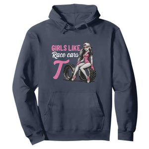 Racing Car Girl Hoodie Girls Like Race Cars Too TS14 Navy Print Your Wear