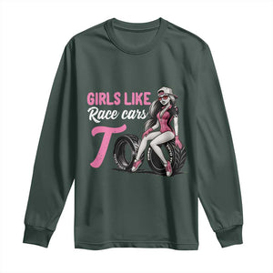 Racing Car Girl Long Sleeve Shirt Girls Like Race Cars Too TS14 Dark Forest Green Print Your Wear