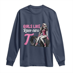 Racing Car Girl Long Sleeve Shirt Girls Like Race Cars Too TS14 Navy Print Your Wear