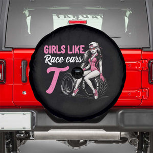 Racing Car Girl Spare Tire Cover Girls Like Race Cars Too TS14 Black Print Your Wear