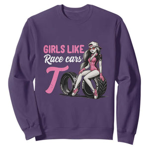 Racing Car Girl Sweatshirt Girls Like Race Cars Too TS14 Purple Print Your Wear