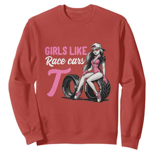 Racing Car Girl Sweatshirt Girls Like Race Cars Too TS14 Red Print Your Wear