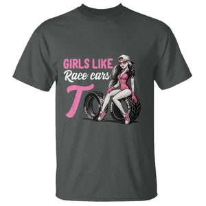 Racing Car Girl T Shirt Girls Like Race Cars Too TS14 Dark Heather Print Your Wear