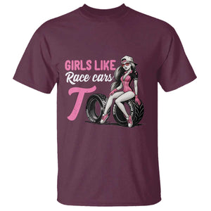 Racing Car Girl T Shirt Girls Like Race Cars Too TS14 Maroon Print Your Wear