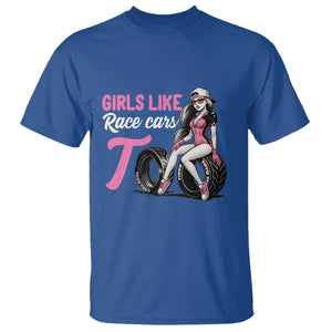 Racing Car Girl T Shirt Girls Like Race Cars Too TS14 Royal Blue Print Your Wear