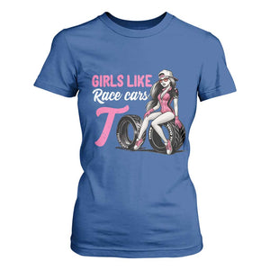Racing Car Girl T Shirt For Women Girls Like Race Cars Too TS14 Royal Blue Print Your Wear