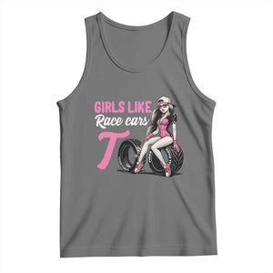 Racing Car Girl Tank Top Girls Like Race Cars Too TS14 Black Heather Print Your Wear
