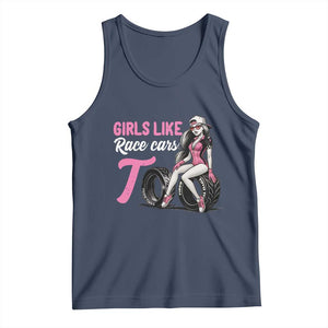 Racing Car Girl Tank Top Girls Like Race Cars Too TS14 Navy Print Your Wear