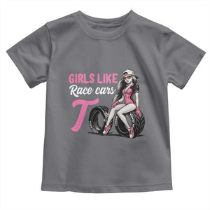 Racing Car Girl Toddler T Shirt Girls Like Race Cars Too TS14 Charcoal Print Your Wear