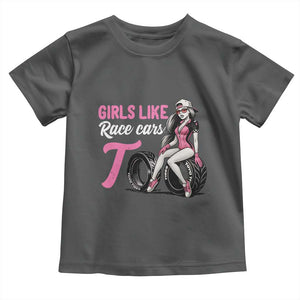 Racing Car Girl Toddler T Shirt Girls Like Race Cars Too TS14 Dark Heather Print Your Wear