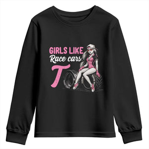 Racing Car Girl Youth Sweatshirt Girls Like Race Cars Too TS14 Black Print Your Wear