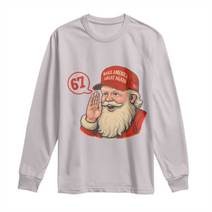 67 Six Seven Christmas Long Sleeve Shirt Santa MAGA Hat Xmas TS14 Ice Gray Print Your Wear