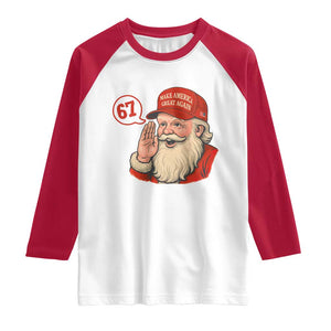 67 Six Seven Christmas Raglan Shirt Santa MAGA Hat Xmas TS14 White Red Print Your Wear