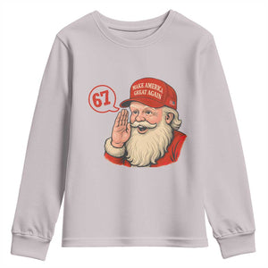 67 Six Seven Christmas Youth Sweatshirt Santa MAGA Hat Xmas TS14 Ice Gray Print Your Wear
